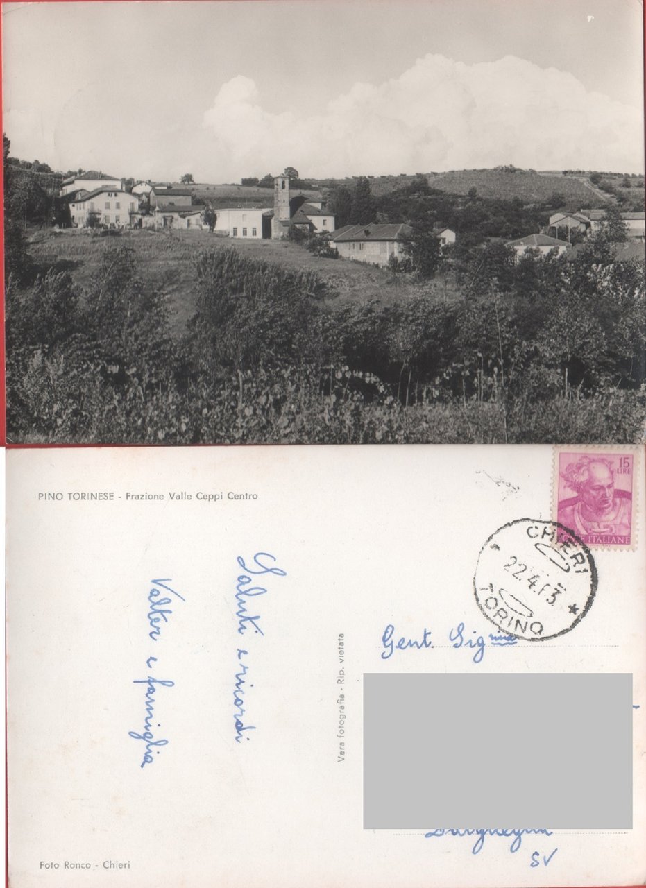 Pino Torinese (TO). Frazione Valle Ceppi Centro. Viaggiata 1963