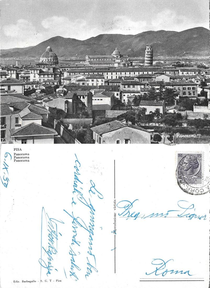 Pisa. Panorama. Viaggiata 1959