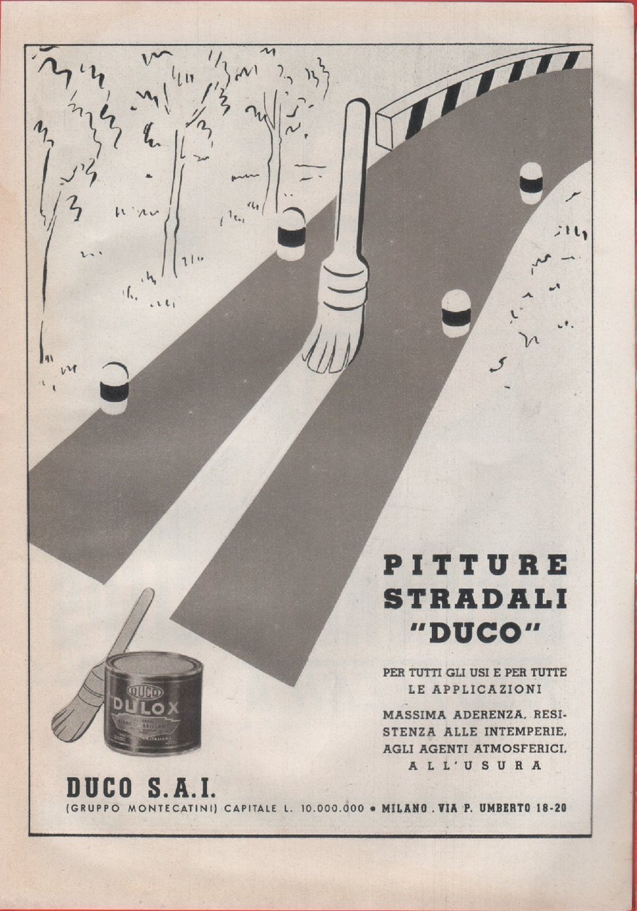 Pitture stradali DUCO. Advertising 1940