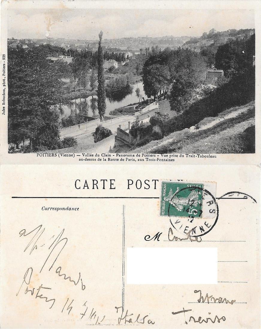 Poitiers (Vienne). Vellée du Clain. Viaggiata 1912