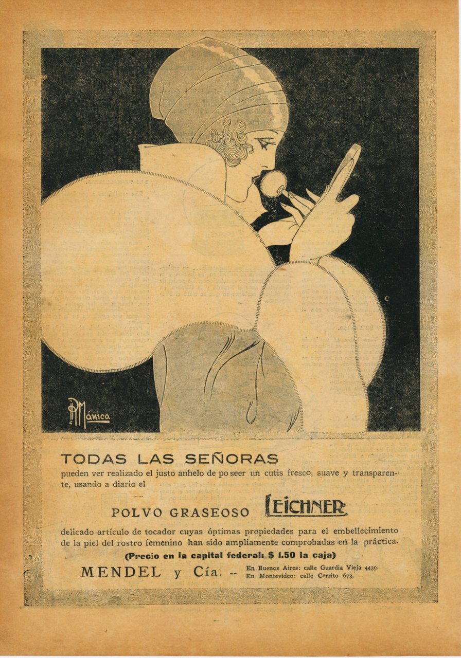 Polvo graseoso Leichner. Todas les senoras..... Advertising 1922
