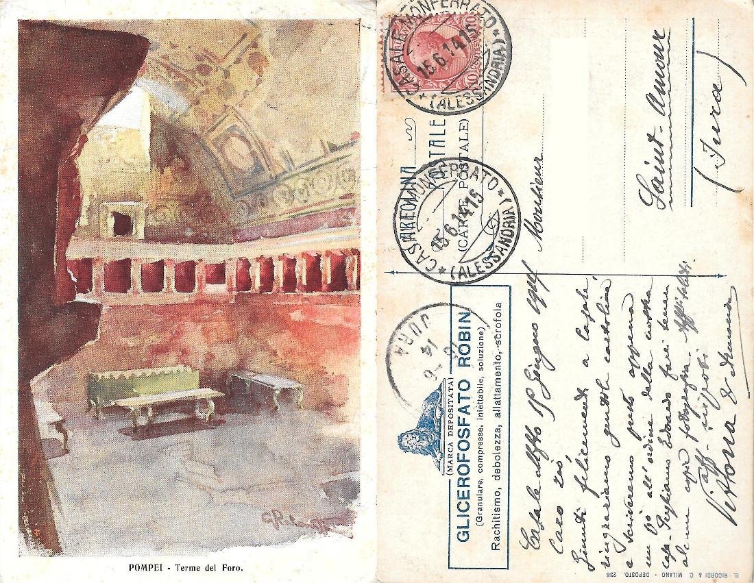 Pompei. Terme del Foro. Pittorica. Pubblicità farmaceutica. Viaggiata 1914