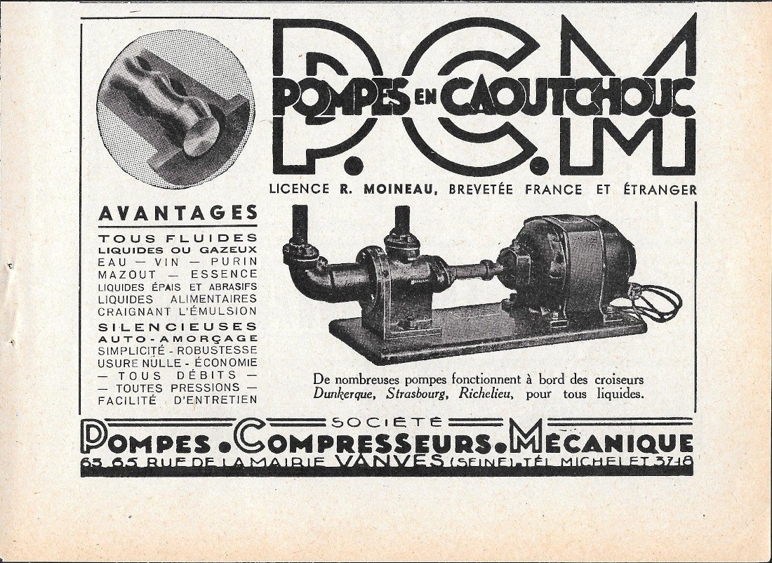 Pompes en Caoutchouc PCM - Advertising 1939