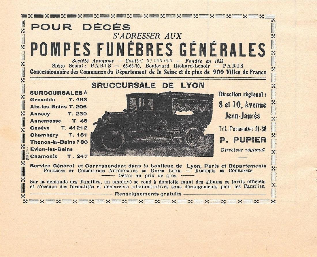 Pompes funébres générales. Pubblicita 1932