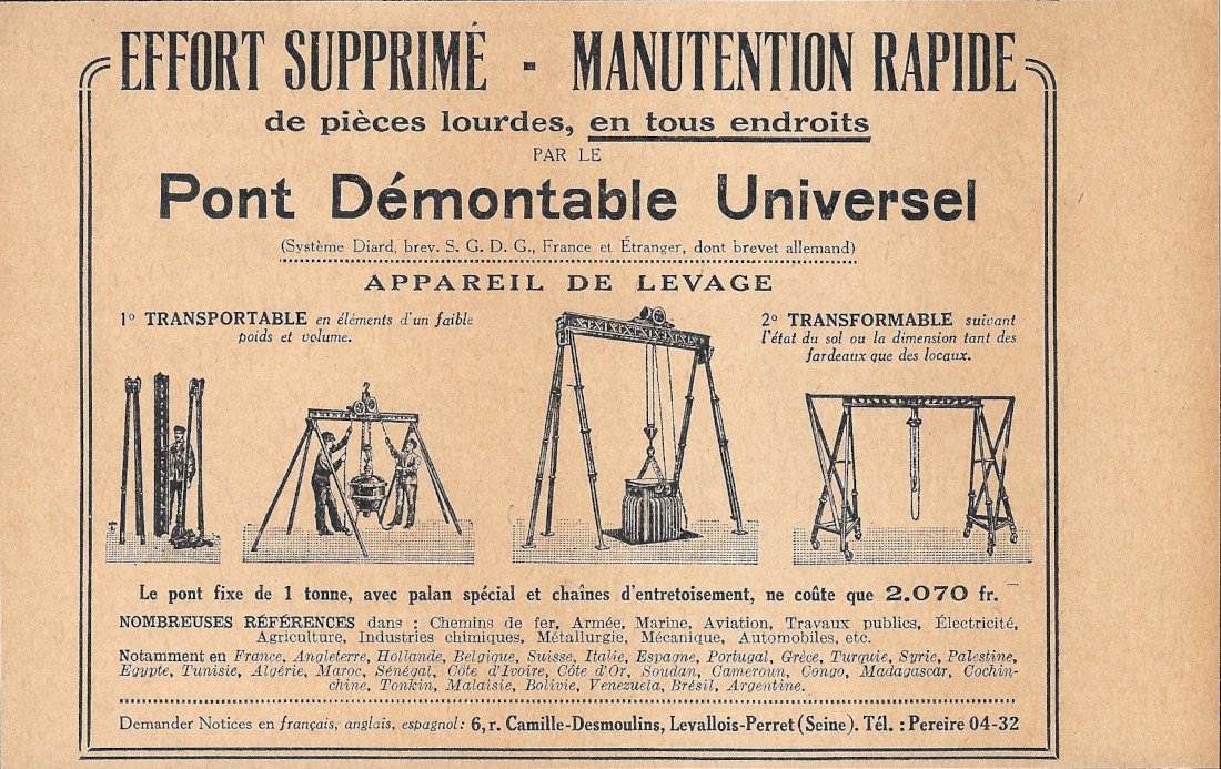 Pont démontable universel - Advertising 1928