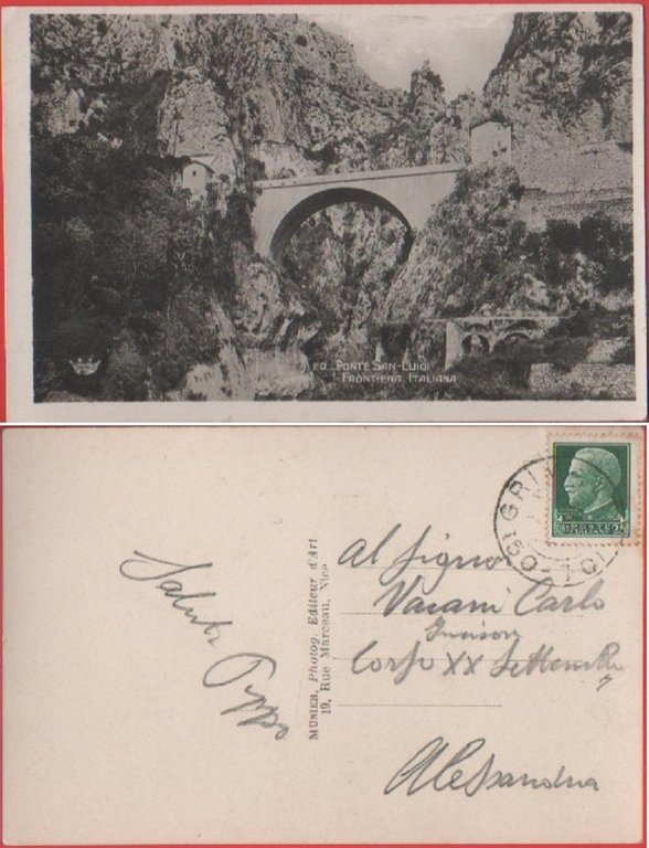 Ponte San Luigi. Frontiera Italiana (IM). Viaggiata