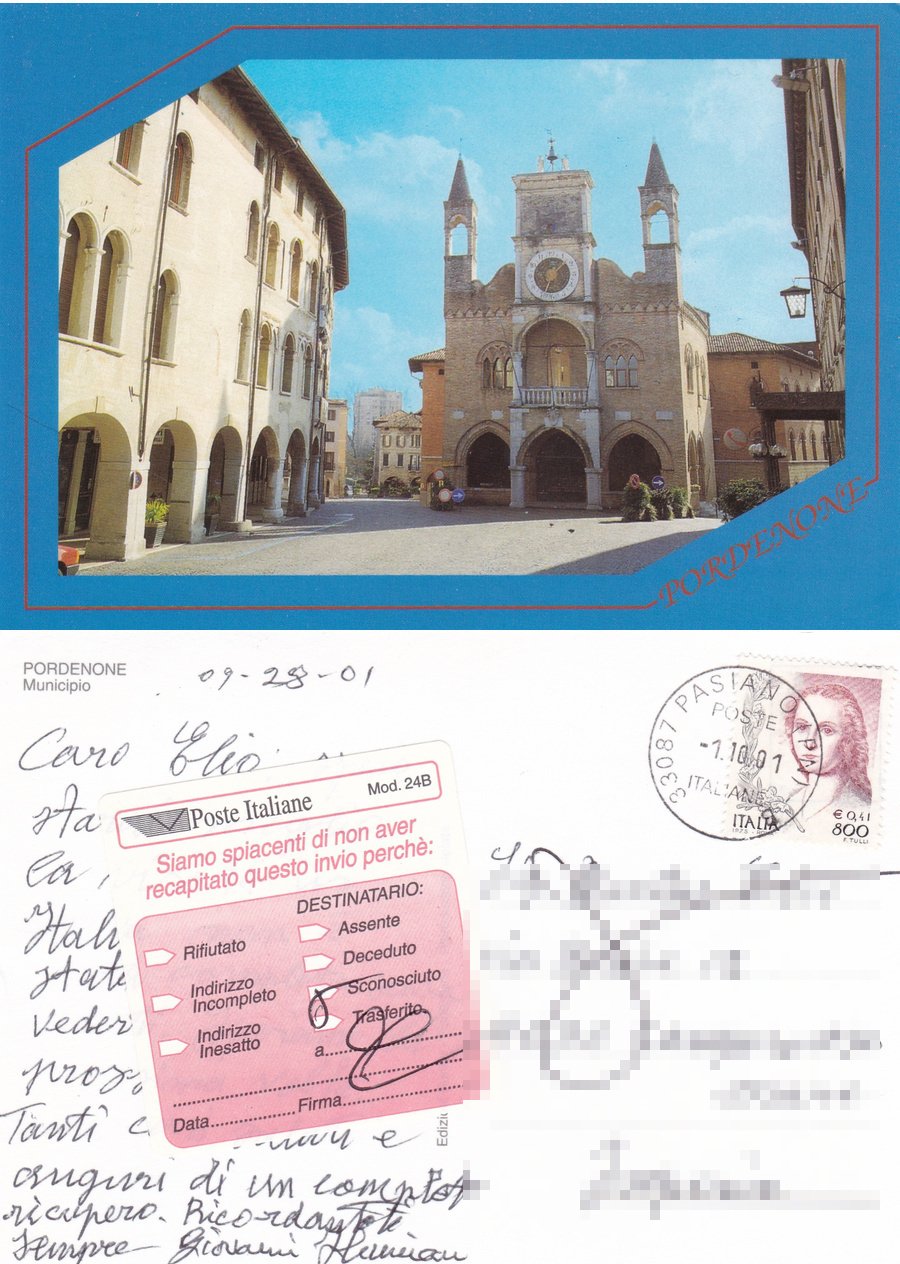 Pordenone. Municipio. Viaggiata 2001