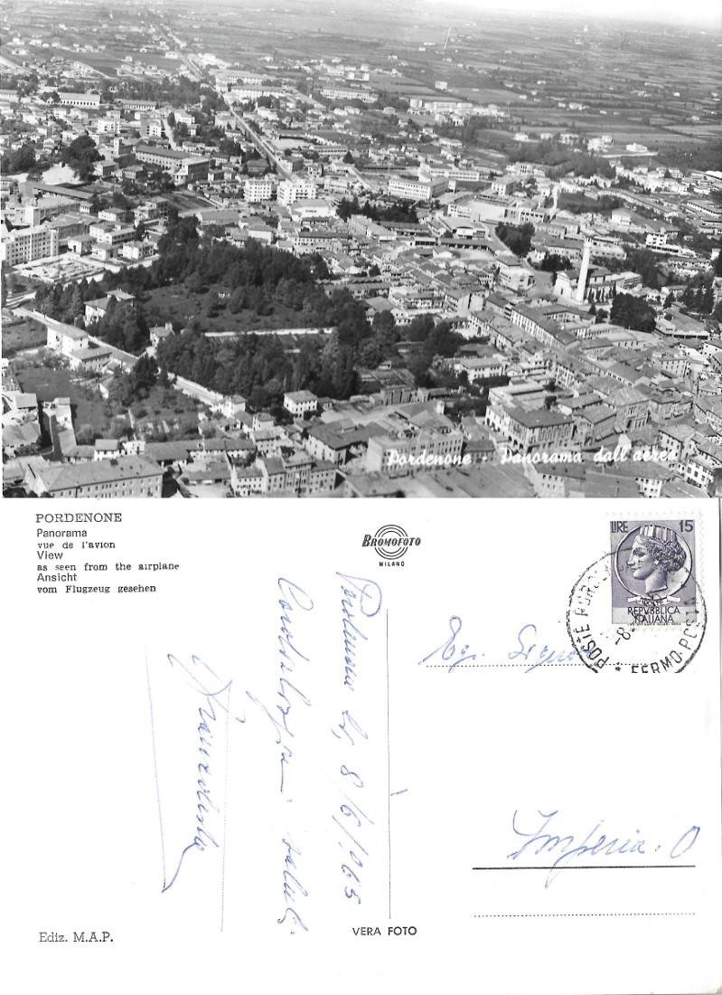 Pordenone. Panorama dall'aereo. Viaggiata 1965
