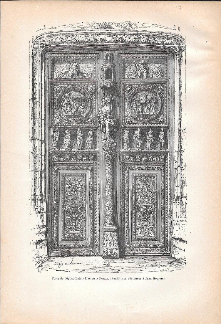 Porte de l'eglise Saint Maclou a Ruen. Stampa 1888
