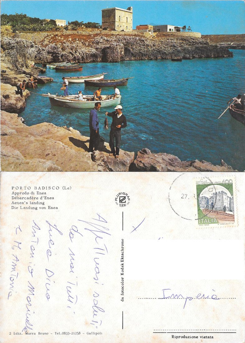 Porto Badisco (LE). Approdo di Enea. Viaggiata
