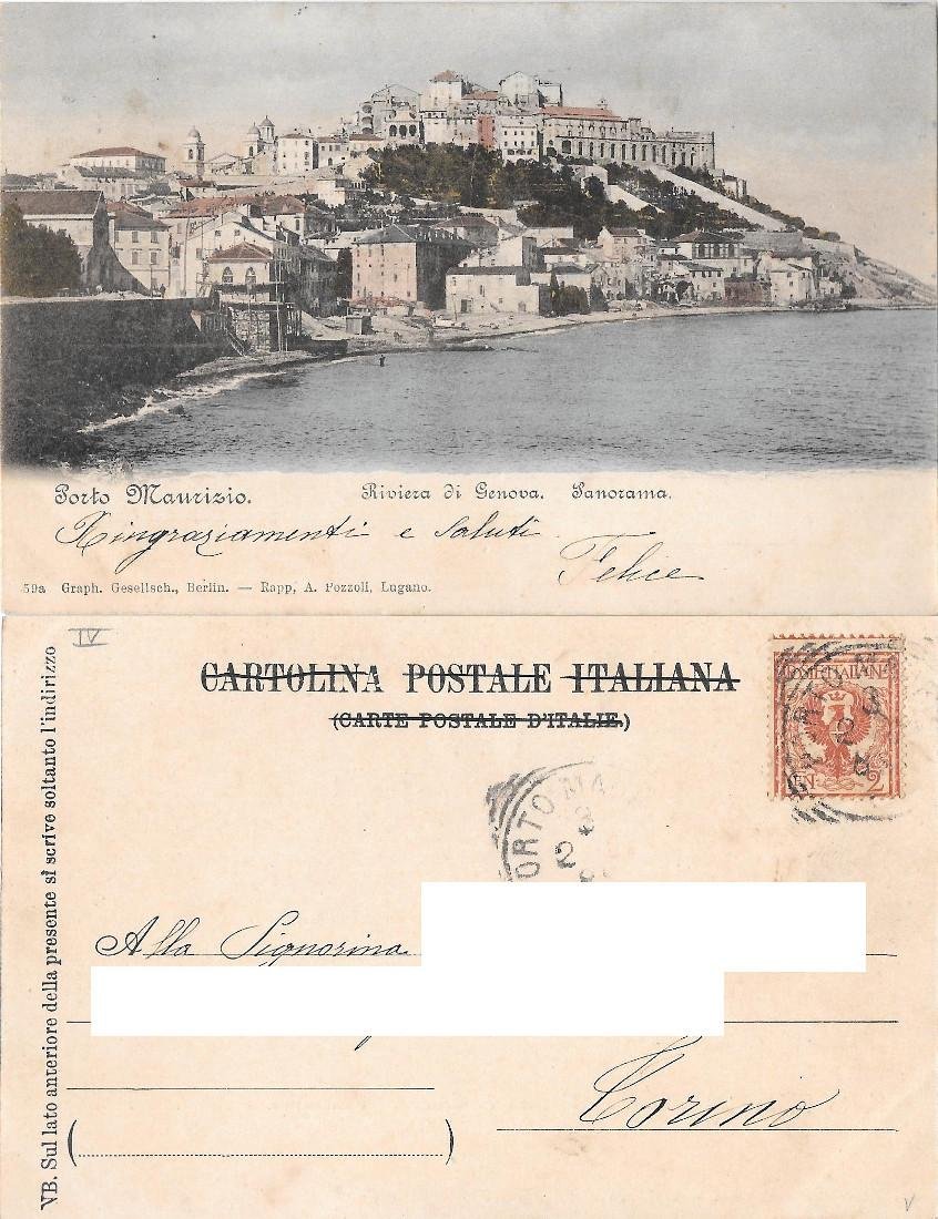 Porto Maurizio. Riviera di Genova. Panorama. Viaggiata 1888