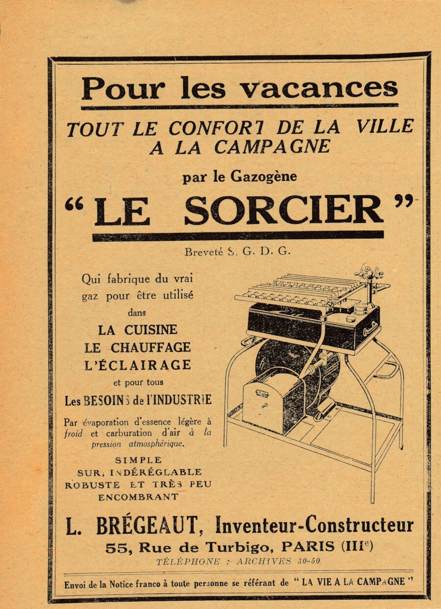 Pour les vacances gazogene Le Sorcier. Advertising 1927