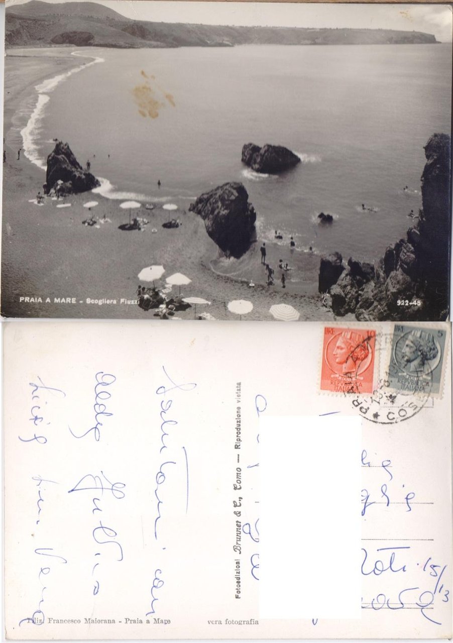 Praia a Mare. Scogliera Fiuzzi. Viaggiata 1964