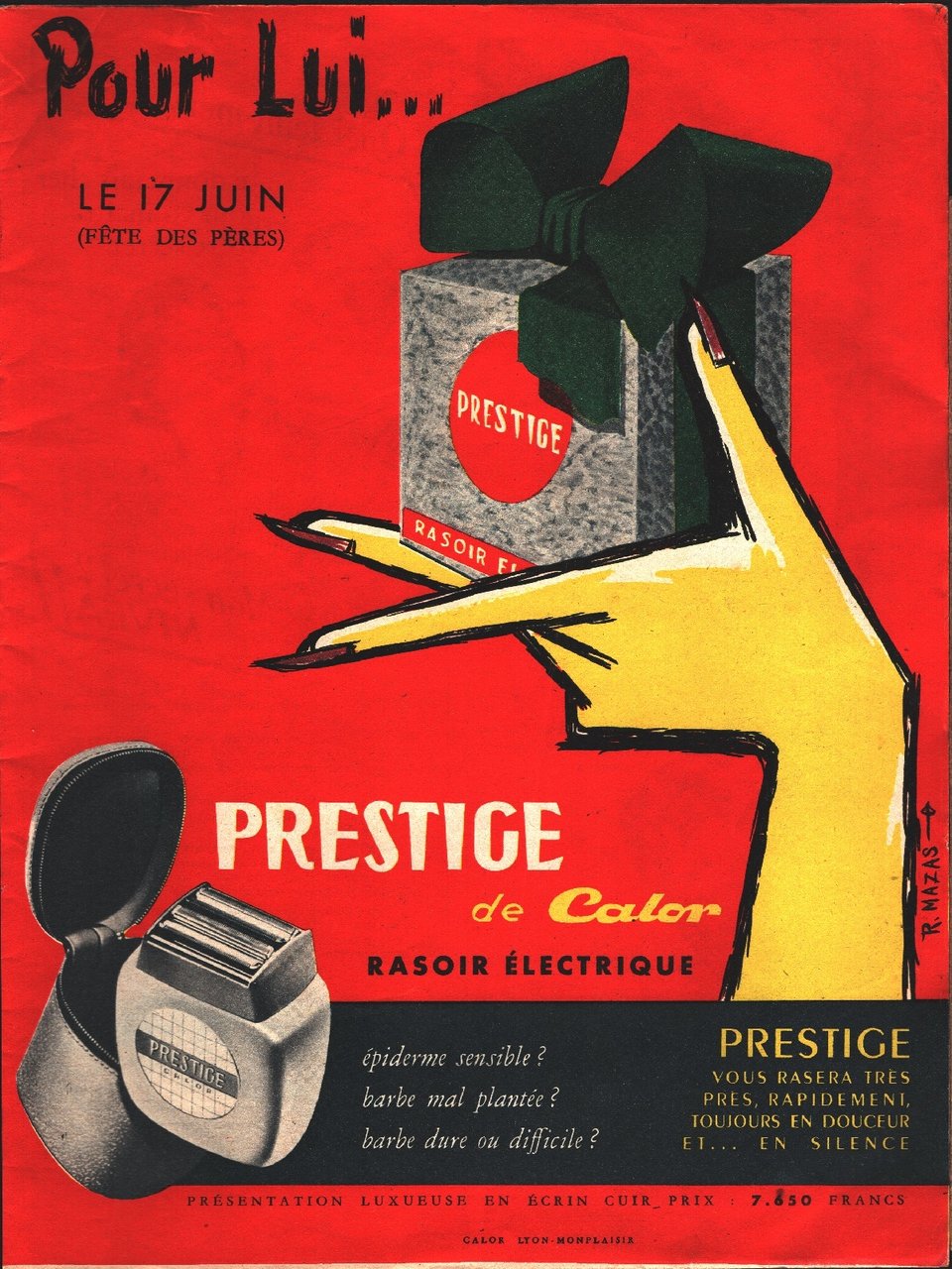 Prestige de Calor rasoir electrique. Advertising 1956