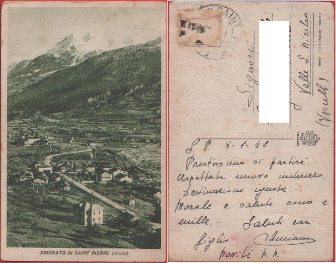 Priorato di Saint Pierre (AO). Viaggiata 1942