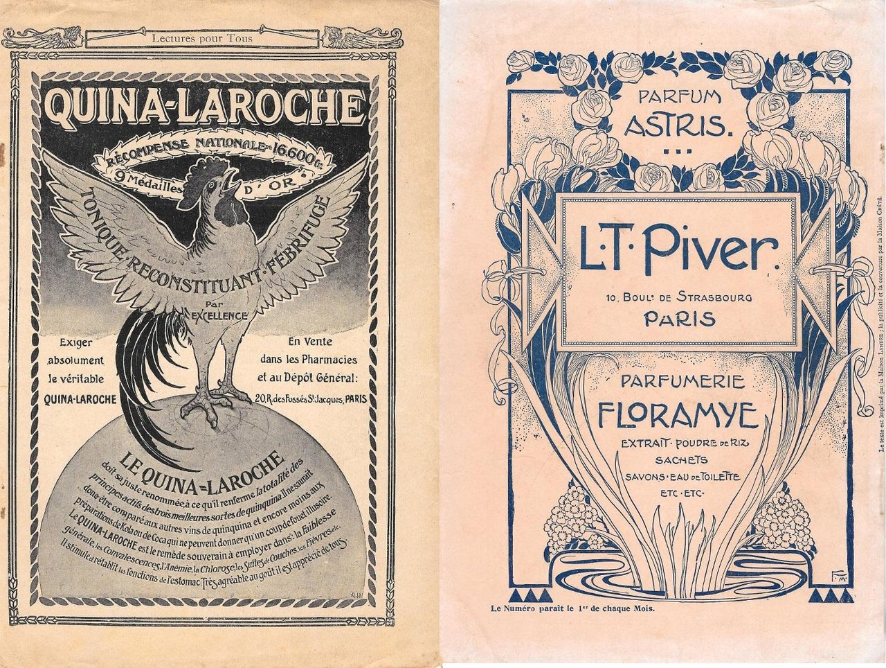 Quina-Laroche / Parfum Astris. L.T. Piver, Paris. Pubblicita 1906, fronte …