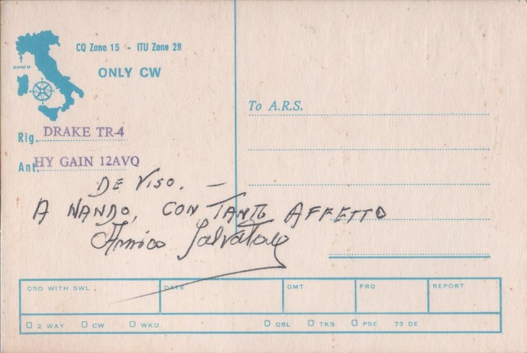 Radio Card. Diano Marina (IM). IK1ATK - Salvatore Marino