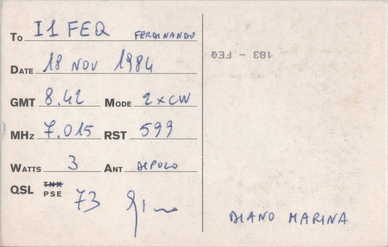 Radio Card. Perugia 1984. IØWPL - Gino Peritore | Immagine Gallery 2