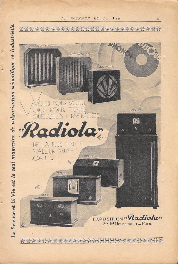 Radiola Radio / Machine a calculer Chateau - Advertising 1929