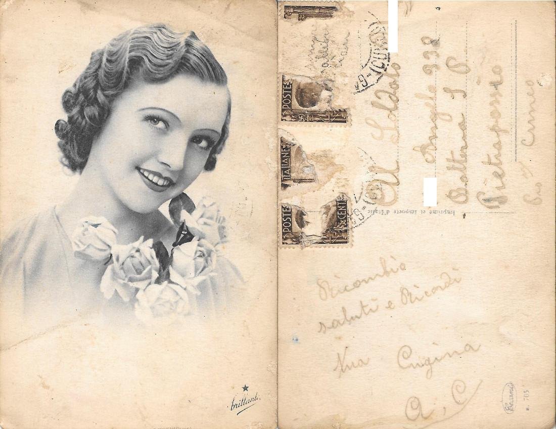 Ragazza con rose. Ed. Cecami. Viaggiata