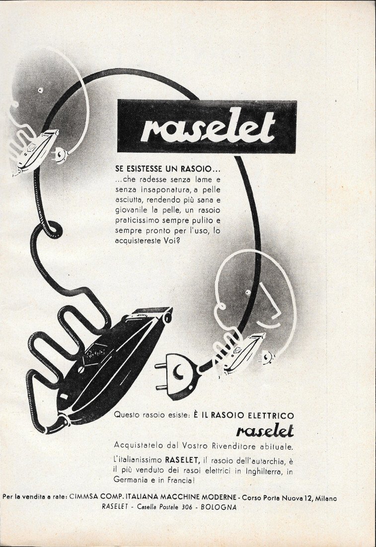 Rasoio elettrico Raselet - Advertising 1939