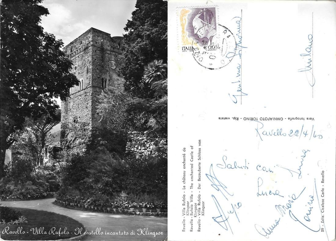 Ravello. Villa Ruffolo. Il castello incantato di Klingsor. Viaggiata 1960