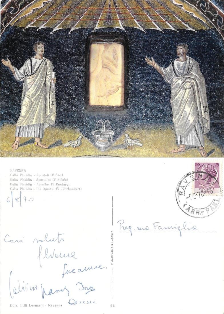 Ravenna. Galla Placidia. Apostoli. Viaggiata 1970