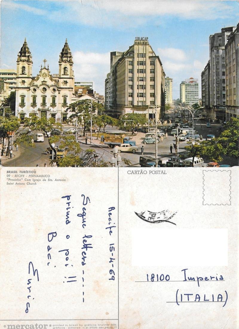 Recife (BRA). Procinha com Ingreja de Sto. Antonio. Viaggiata 1969