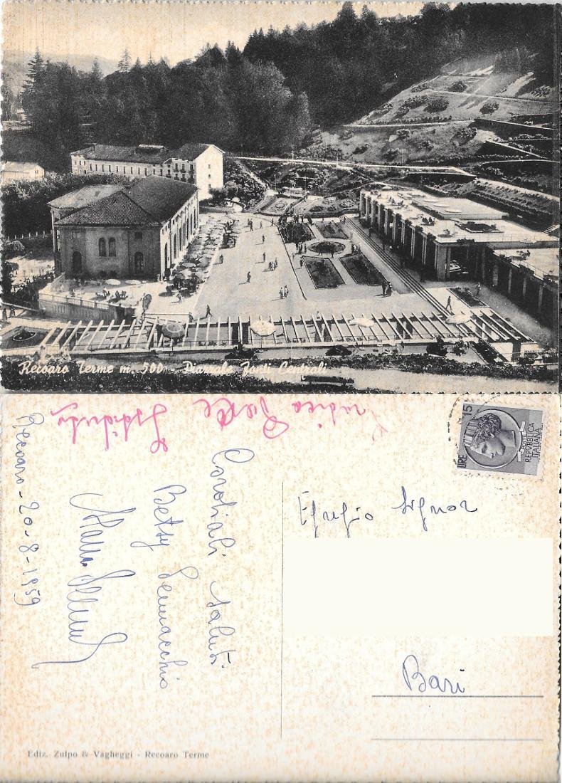 Recoaro Terme. Piazzale Fonti Centrali. Viaggiata 1959
