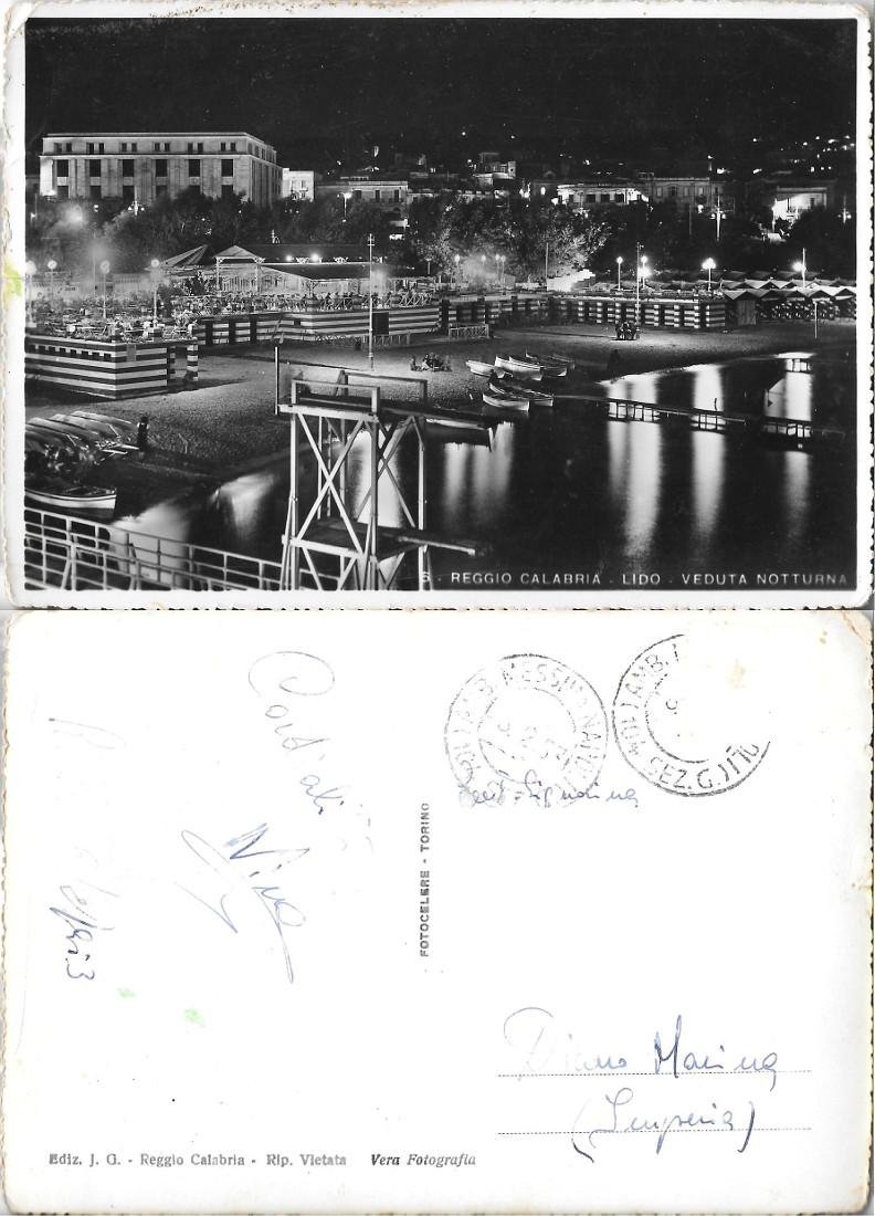Reggio Calabria. Lido. Veduta notturna. Viaggiata 1953