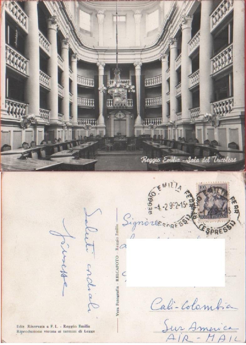 Reggio Emilia. Sala del Tricolore. Viaggiata 1962