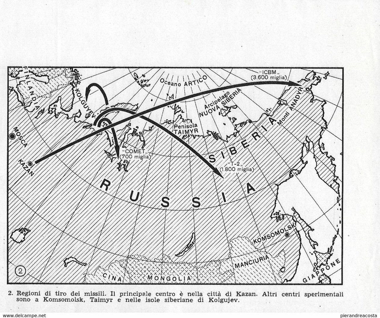 Regioni di tiro dei missili. Il principale centro è a …
