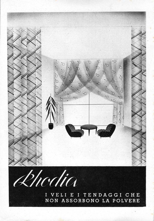Rhodia. I veli e i tendaggi che non assorbono la polvere.  Advertising  1941