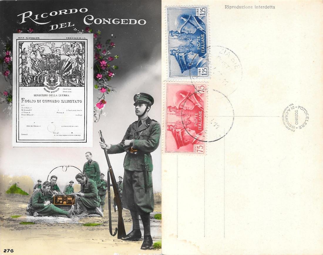 Ricordo del congedo. Francobolli Fratellanza d'armi. Timbrata
