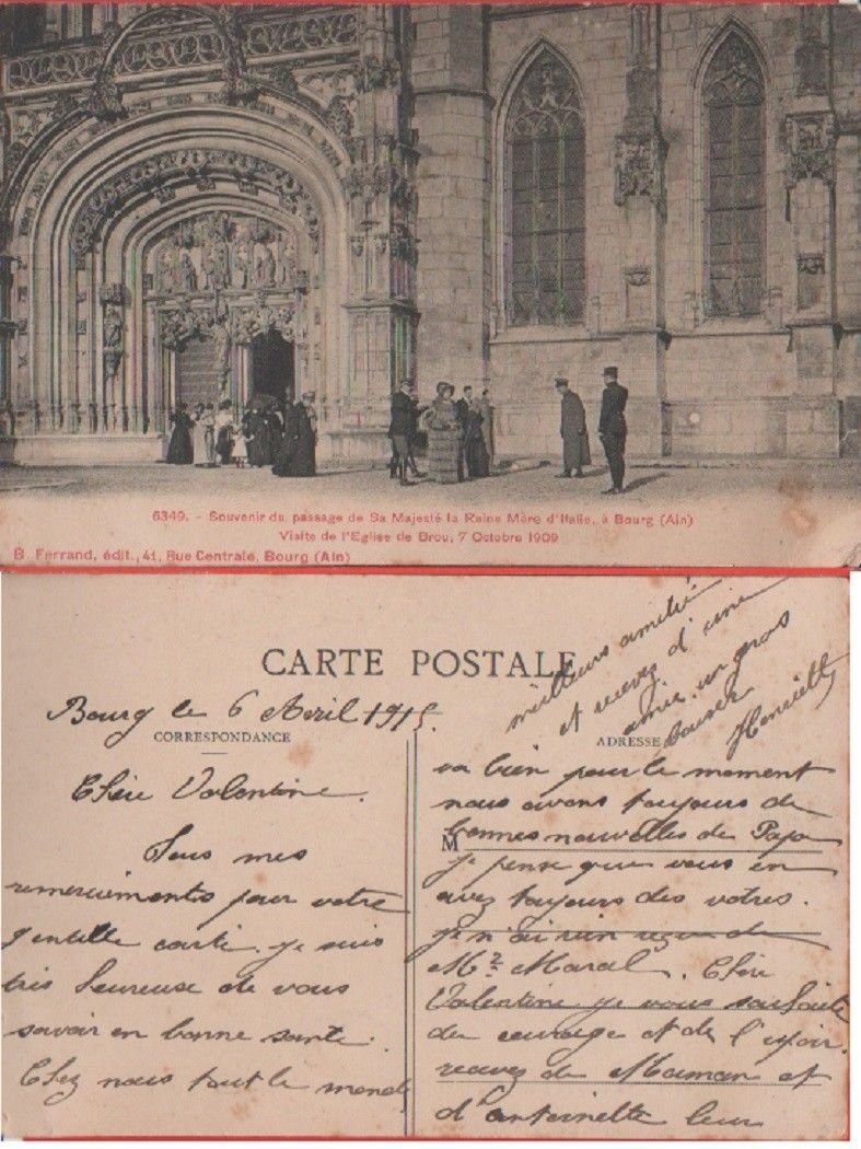 Ricordo della visita di Margherita di Savoia a Bourg. Datata …