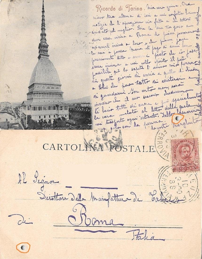 Ricordo di Torino. Mole Antonelliana. Viaggiata 1900