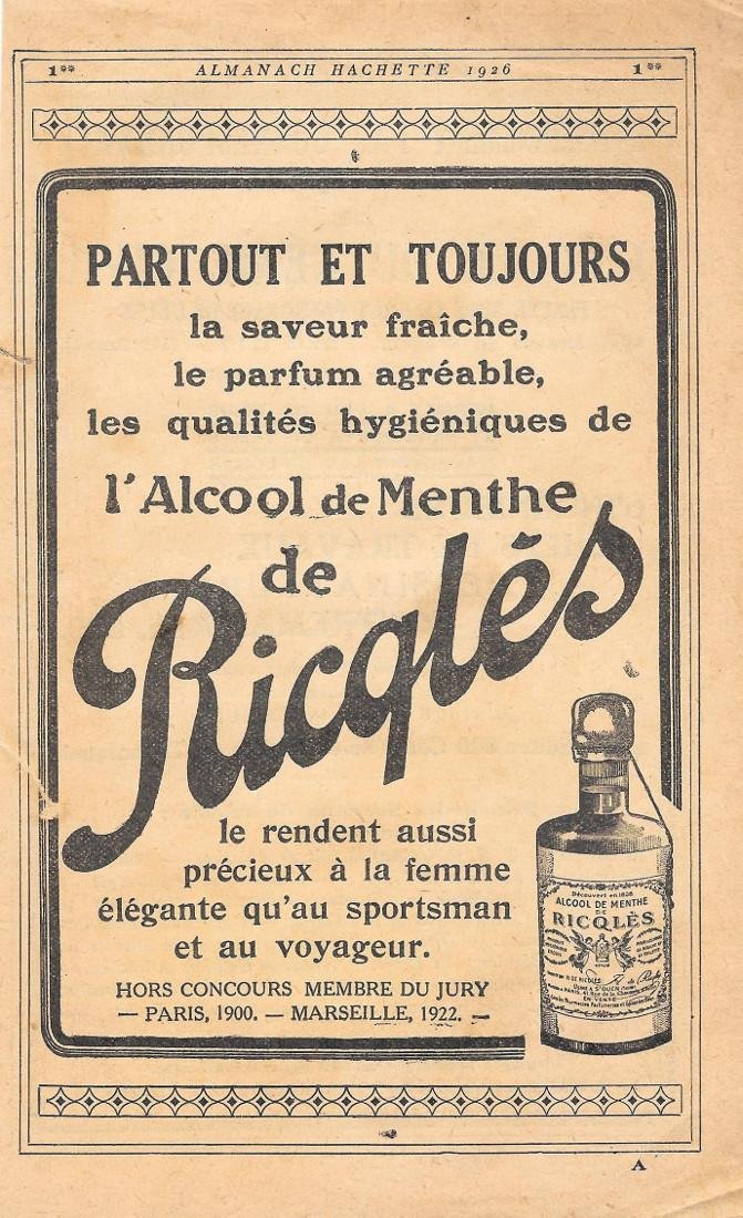 Ricqlés. L'alcool de menthe. Advertising 1926
