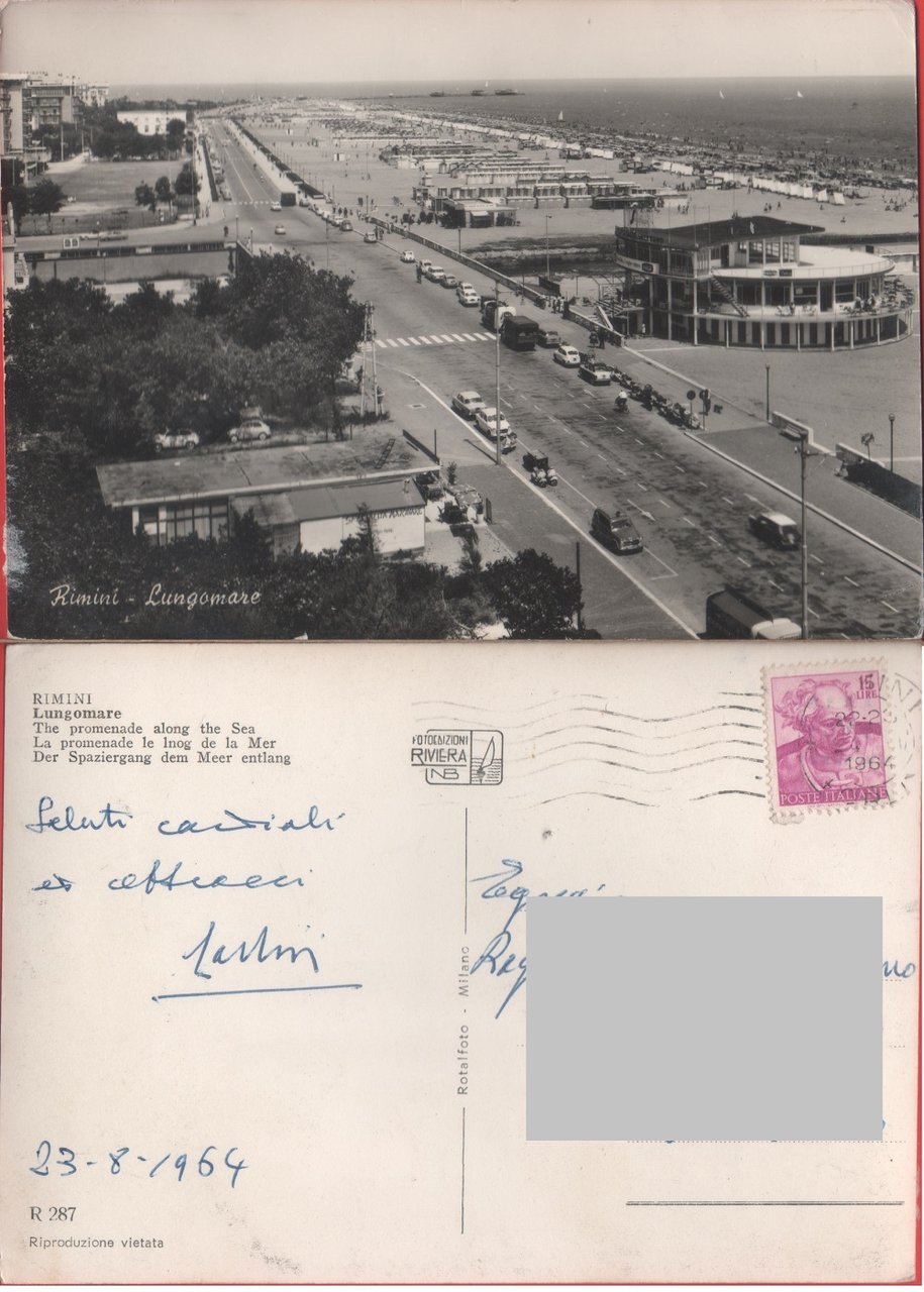 RImini. Lungomare. Viaggiata 1964