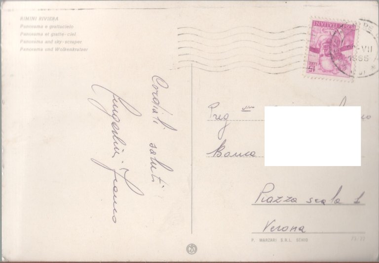 Rimini. Panorama e grattacielo. Viaggiata 1965 | Immagine Gallery 2