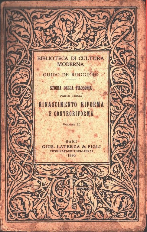 Rinascimento riforma e controriforma vol II. Storia della filosofia parte III.
