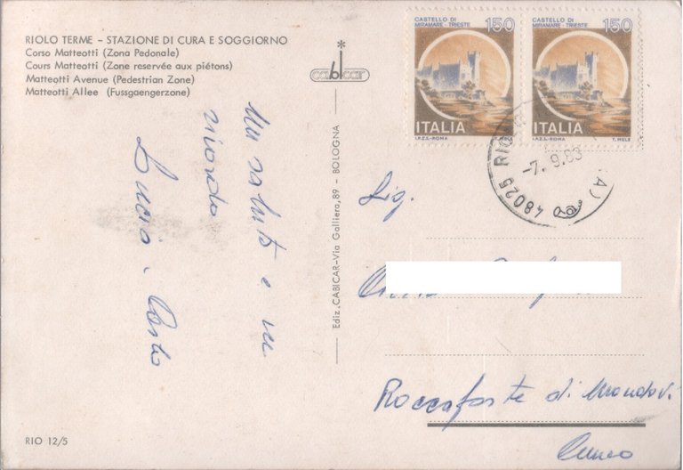 Riolo terme. Corso Matteorri (Zona pedonale). Viaggiata 1983 | Immagine Gallery 2