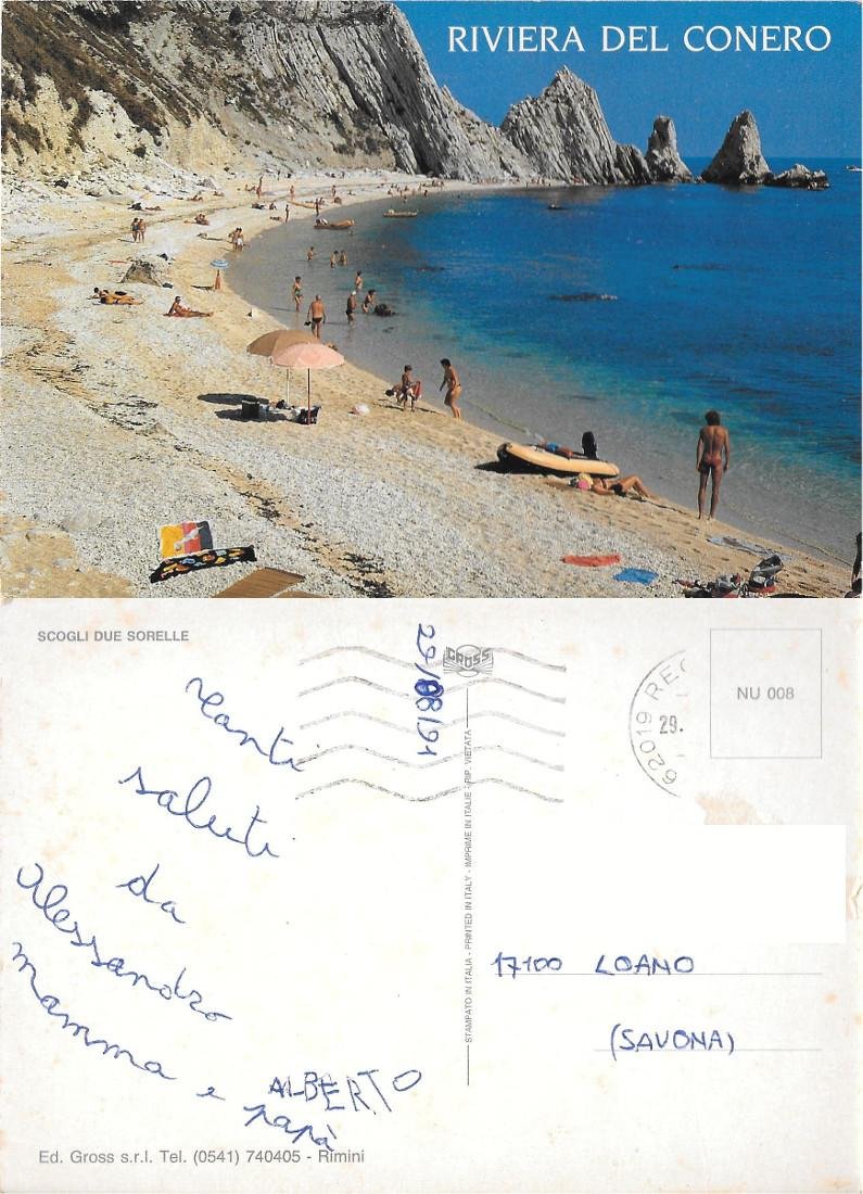 Riviera del Conero. Scogli Due Sorelle. Viaggiata 1991