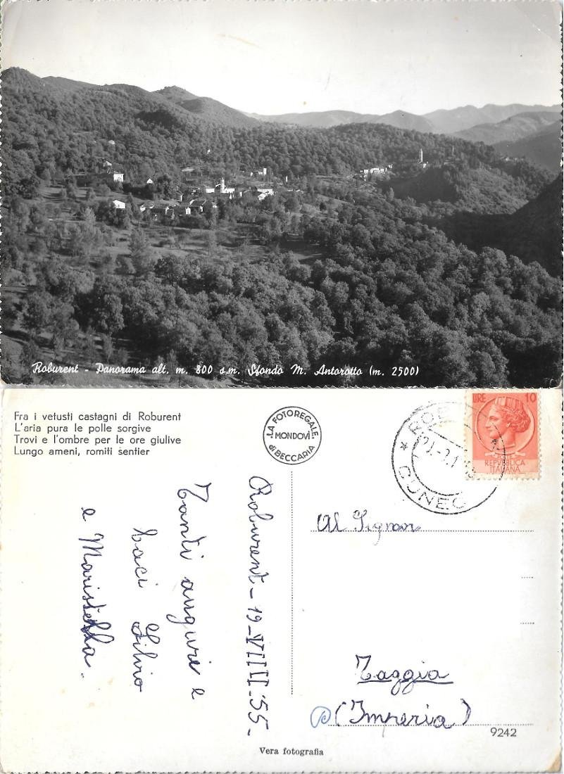 Roburent (CN). Panorama. Sfondo monte Antorotto Viaggiata 1955