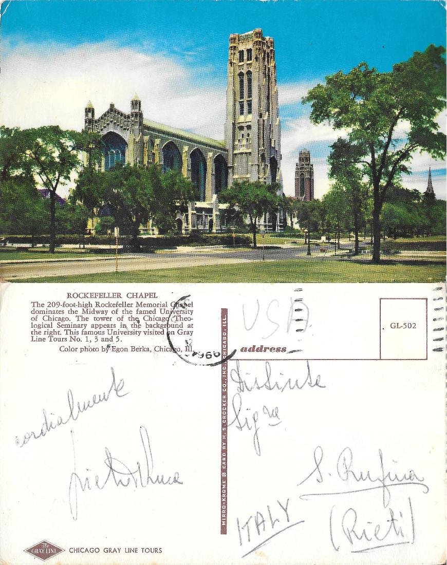 Rockfeller Chapel. Chicago. Viaggiata 1966