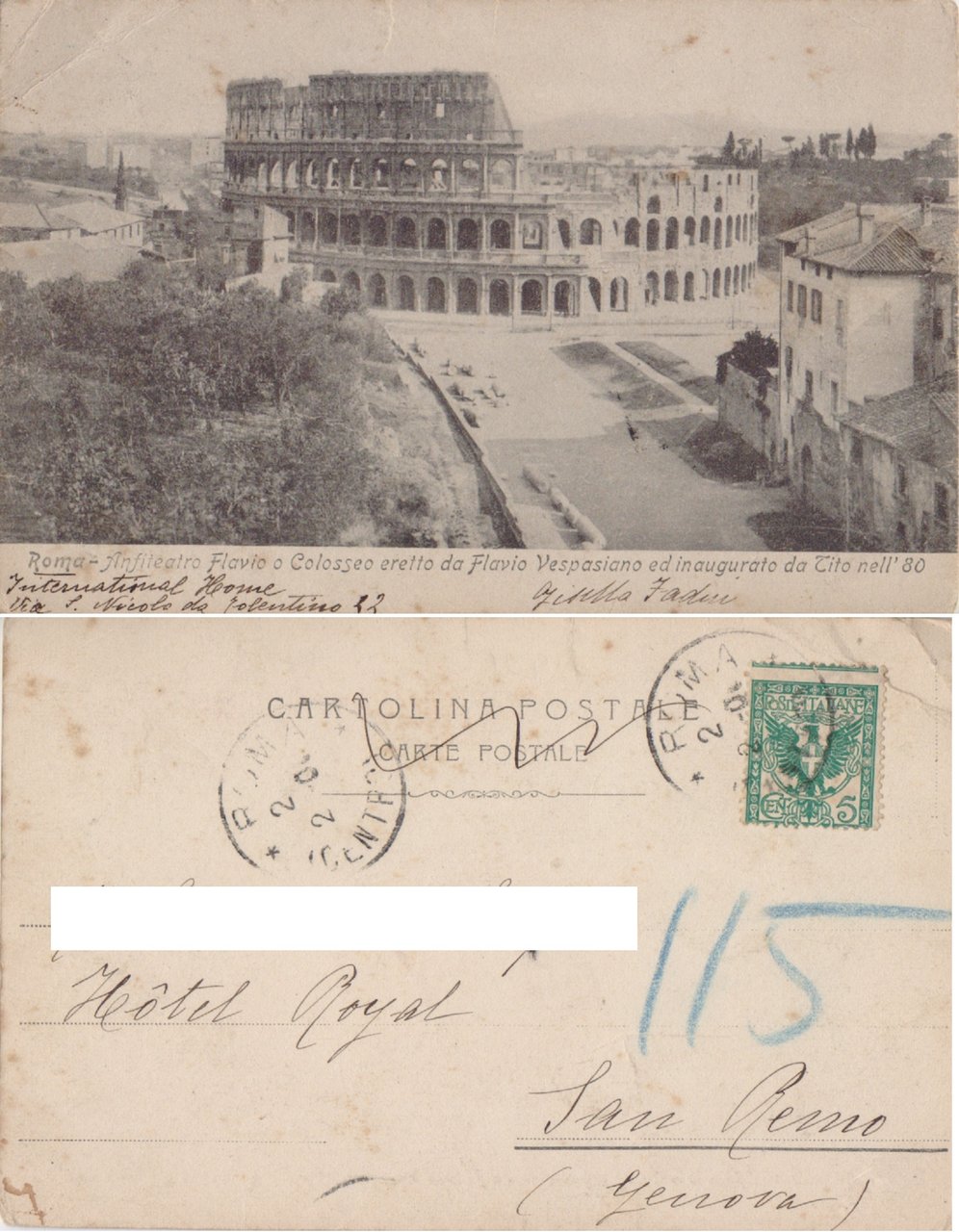 Roma. Anfiteatro Flavio O Colosseo eretto.... - Viaggiata 1906