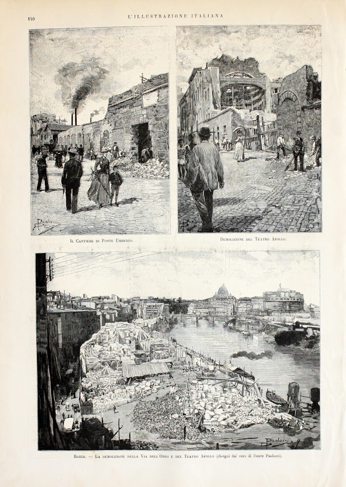 Roma. Cantiere di Ponte Urbano; demolizione del Teatro Apollo..... Stampa …