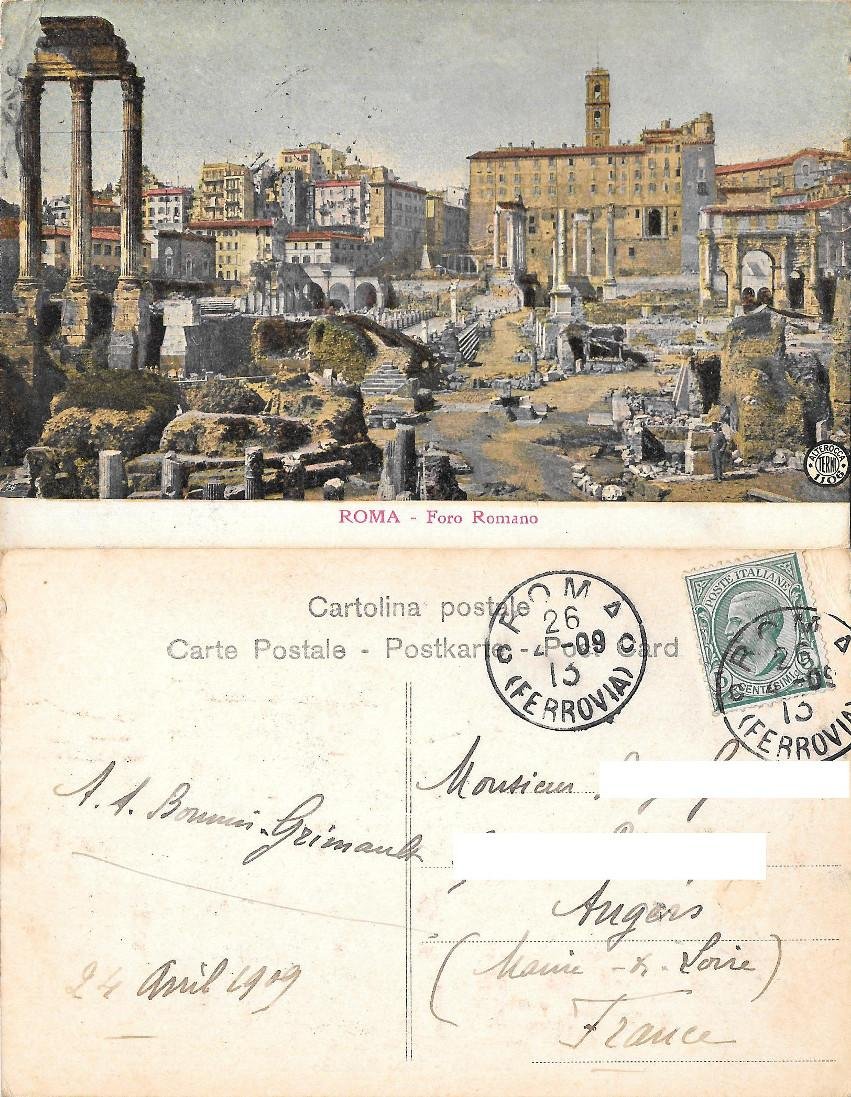 Roma. Foro Romano. Ed. Altercocca. Viaggiata 1909