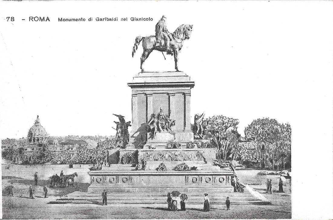 Roma. Monumento di Garibaldi nel Gianicolo. Non viaggiata, originale d'epoca