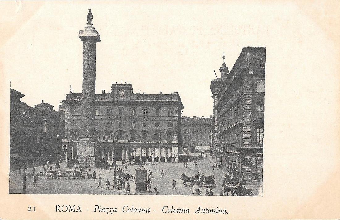 Roma. Piazza Colonna, Colonna Antonina. Non viaggiata, originale d'epoca