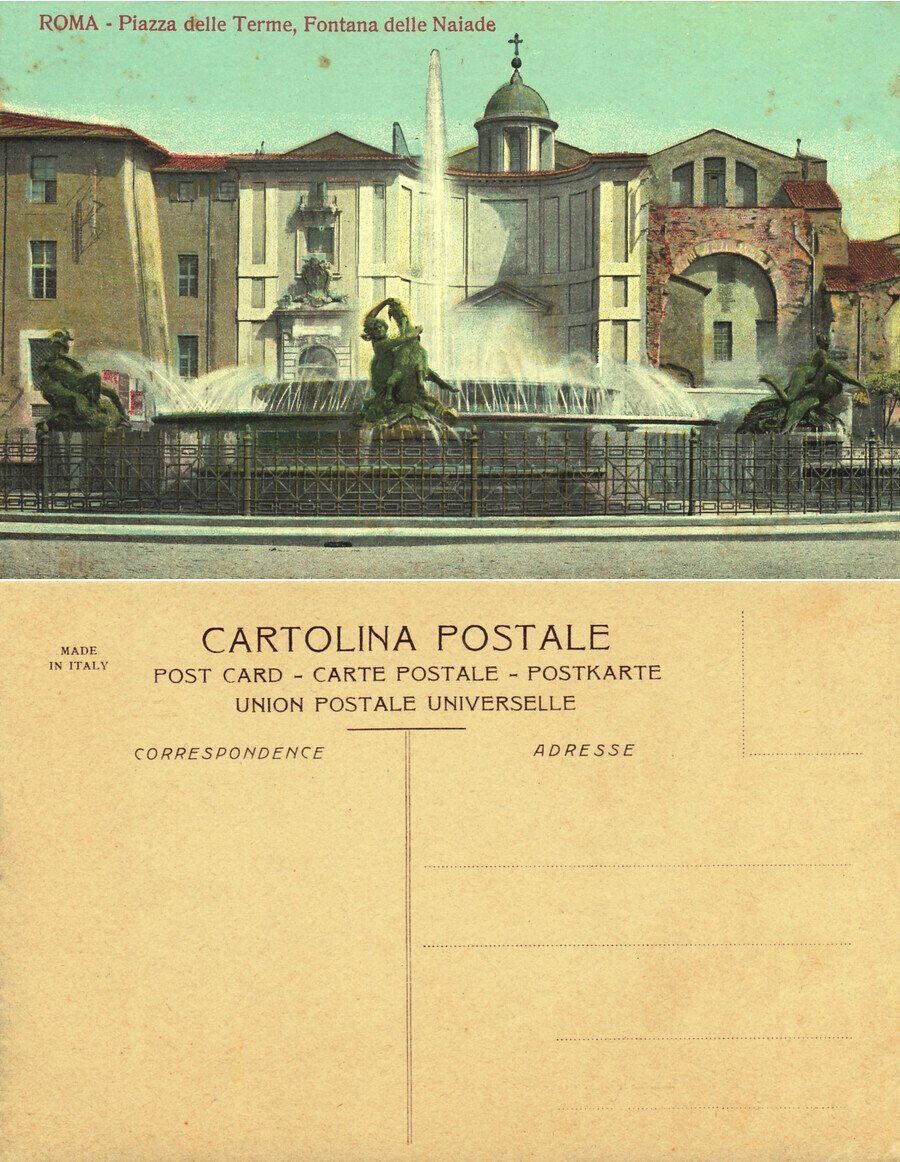 Roma. Piazza delle Terme, Fontana della Naiade Non viaggiata